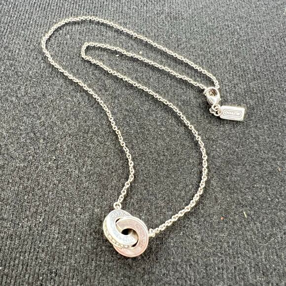 Vintage Coach Interlocking Circle Sterling silver 925 Swarovski Crystal necklace - Picture 1 of 15